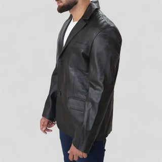 Classic Black Leather Blazer for Men