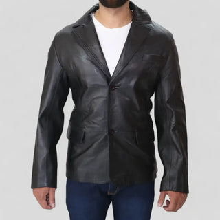 Premium Quality Black Leather Blazer for Men