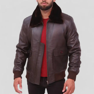 Men's US Navy G-1 Leather Bomber Jacket – Brown