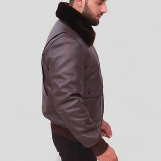 Brown G-1 Bomber Leather Jacket for Men – US Navy Style