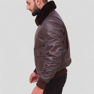 Authentic Men's G-1 US Navy Brown Bomber Jacket