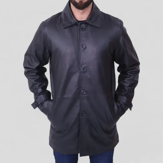 Men's Premium Black Leather Coat