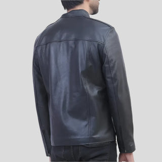 Men's Stylish Black Leather Cafe Racer Jacket