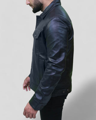 mens leather trucker jacket