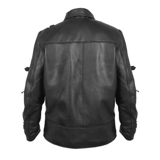 Michael  Jaafar Jackson Black Leather Belted Jacket - back
