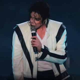 Michael Jackson Thriller White Leather Jacket