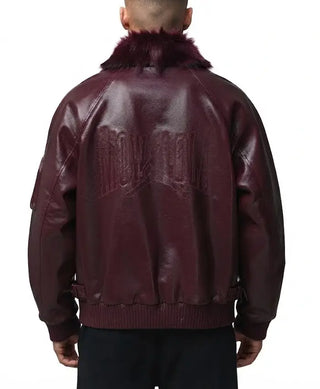 Mowalola × Jordan Leather Maroon Jacket