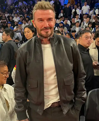 NBA David Beckham China Game 2026 Black Leather Jacket