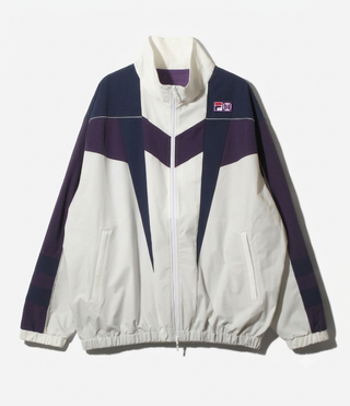 NEEDLES x FILA Star Cut Over Windbreaker White Jacket