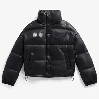 NFL Philadelphia Eagles Leather Puffer Jacket For Women