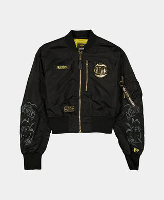 NY Alpha x New Era L-2B Cropped Bomber Black Jacket