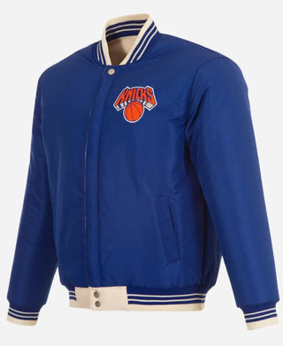 NY Knicks Cream & Royal Varsity Jacket For Men & Women