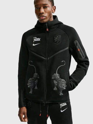 Netherlands x Patta Tech Fleece Windrunner Black Zip Hoodie