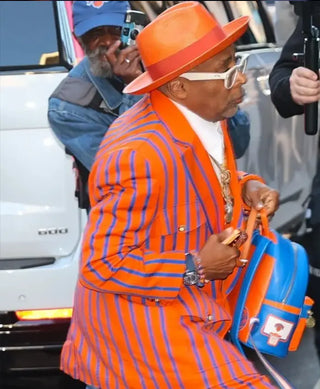 New York Knicks Ring Ceremony 2026 Spike Lee Orange and Blue Striped Blazer