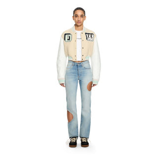 OFF-WHITE Graffiti Crop Varsity Jacket