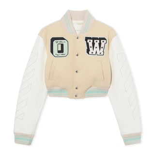 OFF-WHITE Graffiti Crop Varsity off white Jacket