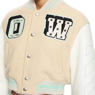 OFF-WHITE Varsity  Graffiti Crop cream Jacket