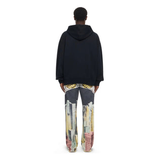 OFF WHITE Frame Big  World Loose Black Hoodie