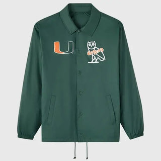 OVO University of Miami Green Coaches Jacket