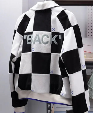 Off-White 10×10 Fuzzy BACK Checkerboard Fleece Jacket
