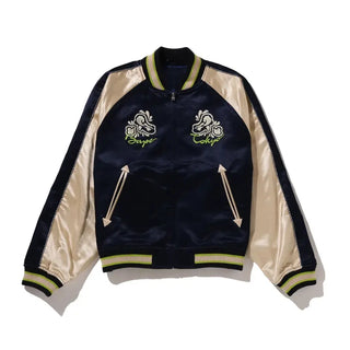 PAISLEY PATTERN APE HEAD SOUVENIR Navy JACKET For Men & Women