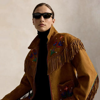 PRL x TOPA Standing Sage Fringe Leather Jacket