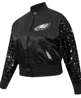 Philadelphia Eagles Show Time Sequin Black Satin Jacket