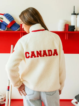 Province of Canada x Heated Rivalry  White Fleece Zipper Jacket For Men & Women