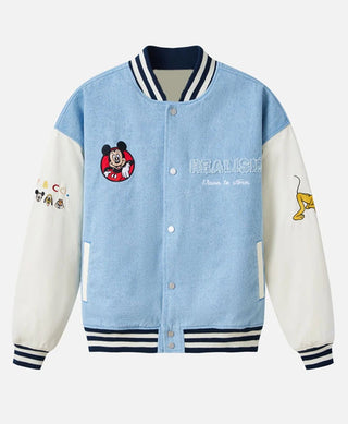 Realism x Disney Character Denim Varsity Jacket