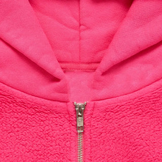 SKYLRK Reverse Fleece Batwing Pink Zipper Hoodie