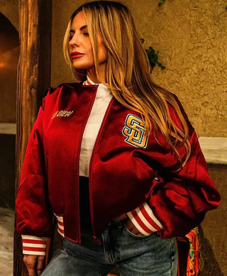 San Diego Padres x Petco Park Red Varsity Satin Jacket
