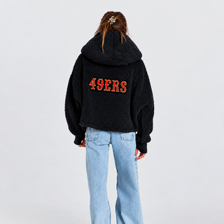 San Francisco 49ers by Jill Martin Black Sherpa Lounger Jacket For Women