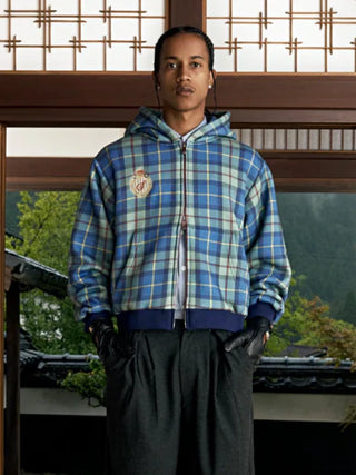 Shinzo Turquoise Plaid Hoodie
