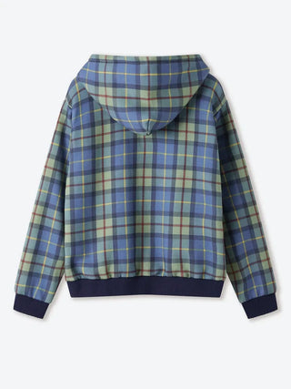 Shinzo Turquoise Plaid Zip Hoodie