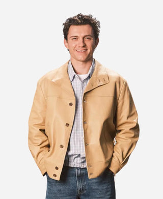 Spider Man Barlin Photocall Tom Holland Leather Jacket