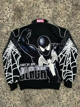 Spiderman Back in Black Varsity Snap Button Closure Jacket 