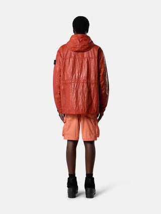 Stone Island Slick Nylon Tela-TC hooded Orange Jacket For Men & Women