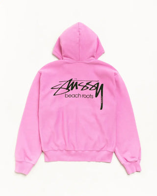Stussy Beach Roots Zip Up Pink Hoodie