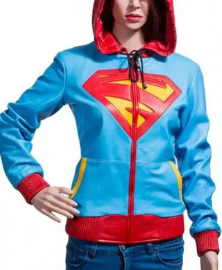 Supergirl Leather Jacket with Hoodie