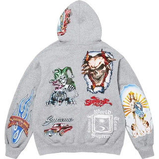 Supreme 2026 Stickers Grey Hooded Sweatshirt
