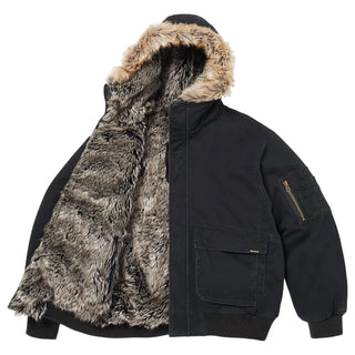 Supreme SS26 Reversible Faux Fur Hooded Black Jacket 