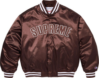 Supreme SS26 Satin Brown Varsity Jacket