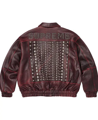 Supreme Studded Leather Maroon Jacket