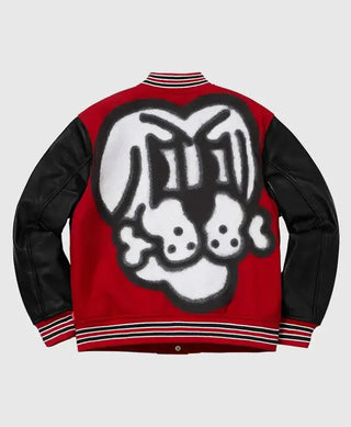 Supreme x Bone Letterman Halloween Red Varsity Jacket