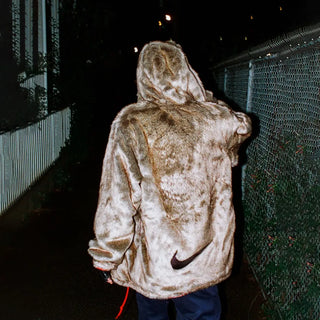 Supreme x Nike Faux Fur Red Hooded Jacket 