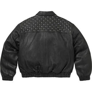 Swarovski Studded black Quilted Leather Jacket - back