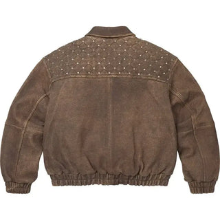Swarovski Studded black Quilted Leather Jacket - brown