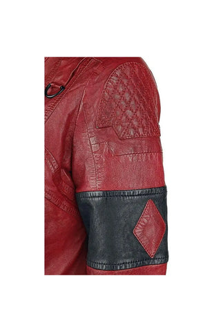 The Suicide Squad Harley Quinn Red leather Jacket For Women