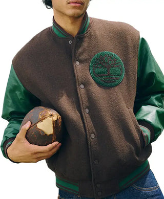 Timberland Brown & Green Letterman Jacket