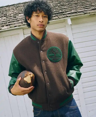 Timberland Brown & Green Letterman Varsity Jacket
